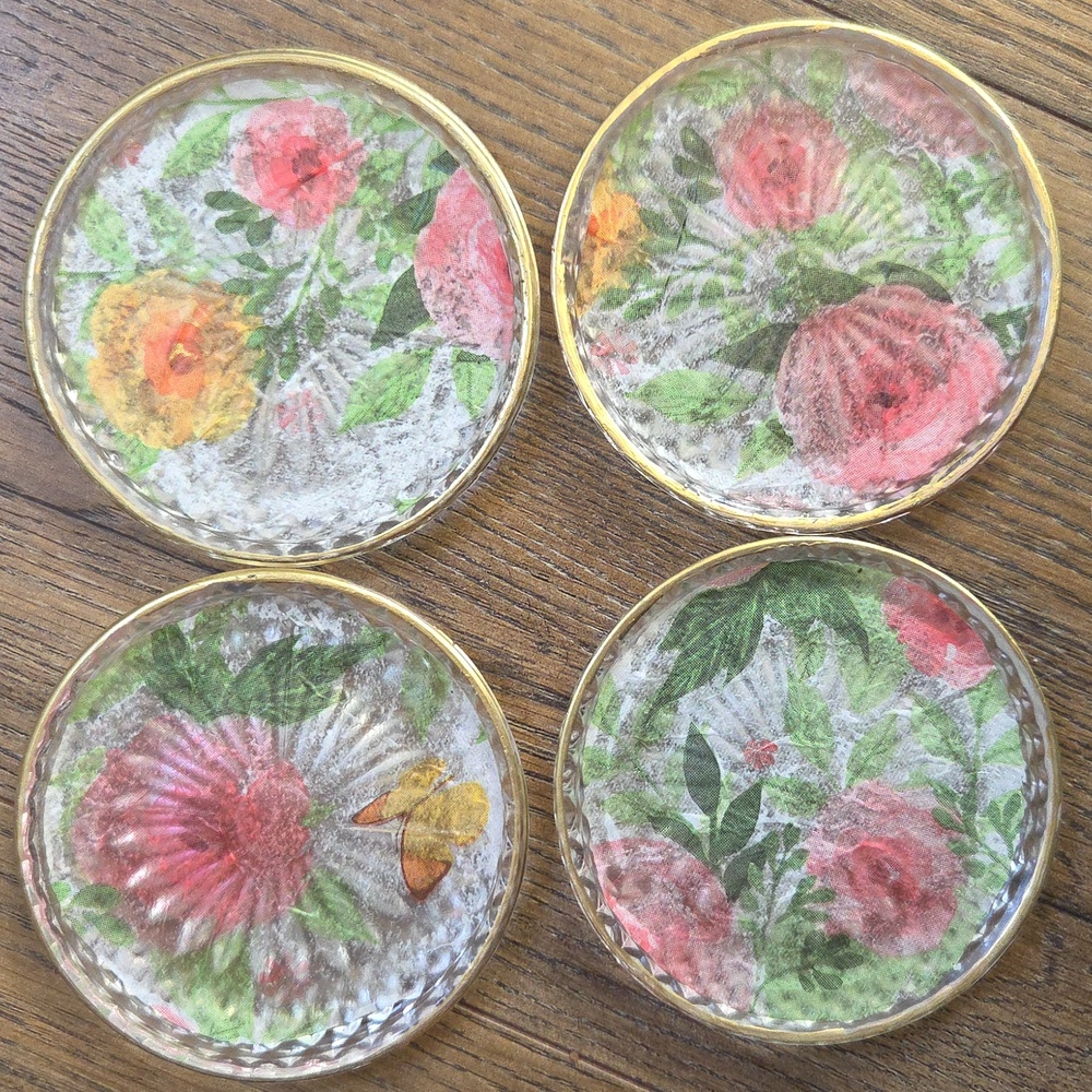 Upcycled Set Of 4 Crystal Annabella Coasters